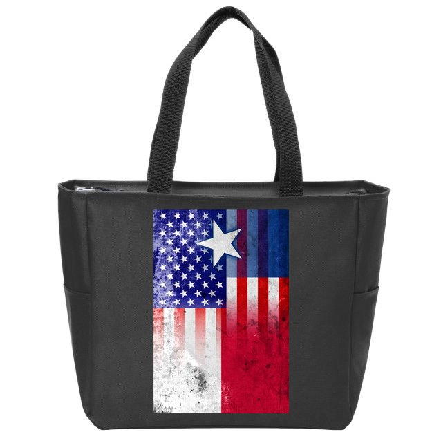 Vintage USA Texas American Flag Zip Tote Bag