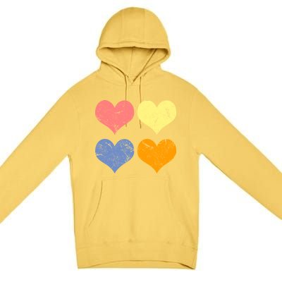 Vintage Valentine Day Hearts Premium Pullover Hoodie