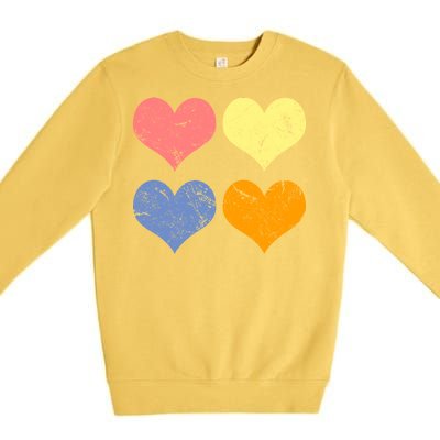 Vintage Valentine Day Hearts Premium Crewneck Sweatshirt