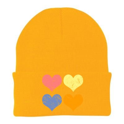 Vintage Valentine Day Hearts Knit Cap Winter Beanie