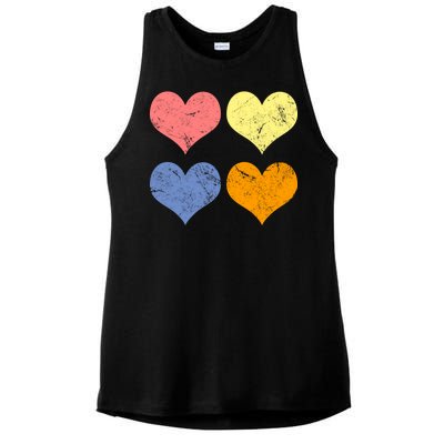 Vintage Valentine Day Hearts Ladies PosiCharge Tri-Blend Wicking Tank