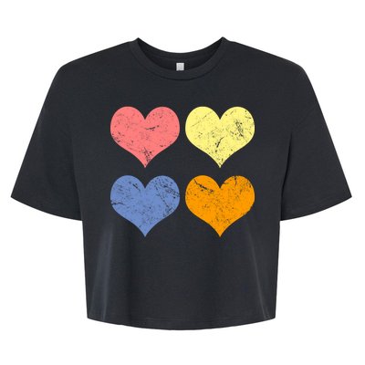 Vintage Valentine Day Hearts Bella+Canvas Jersey Crop Tee