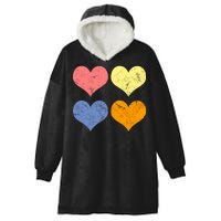 Vintage Valentine Day Hearts Hooded Wearable Blanket