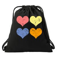 Vintage Valentine Day Hearts Drawstring Bag