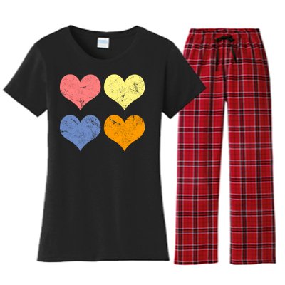 Vintage Valentine Day Hearts Women's Flannel Pajama Set