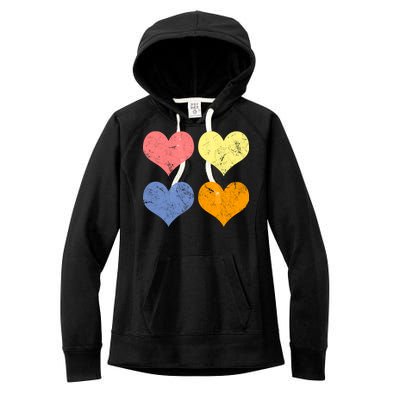 Vintage Valentine Day Hearts Women's Fleece Hoodie