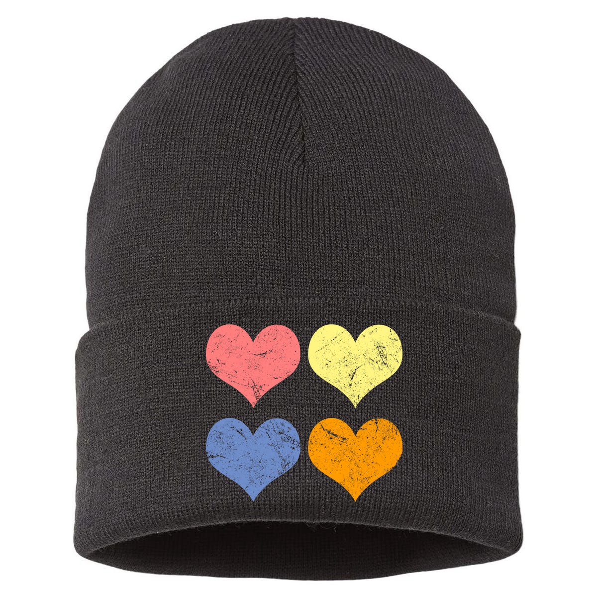 Vintage Valentine Day Hearts Sustainable Knit Beanie