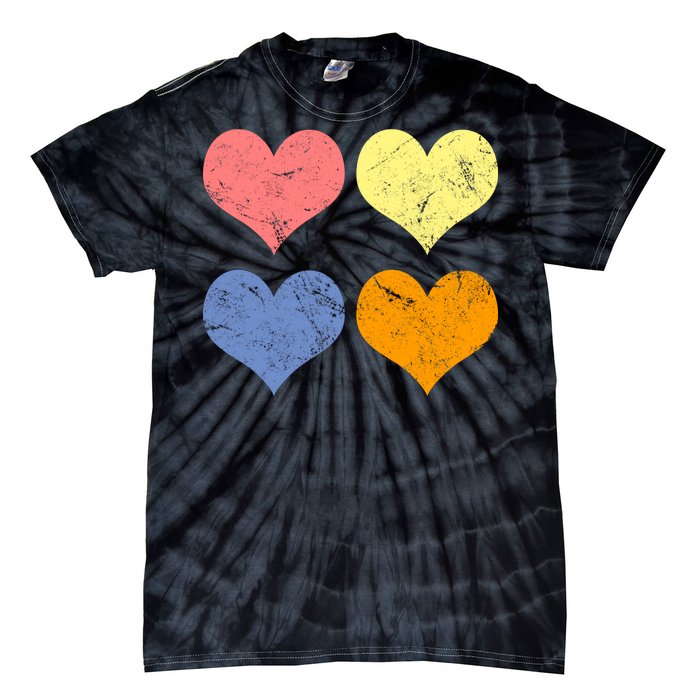 Vintage Valentine Day Hearts Tie-Dye T-Shirt