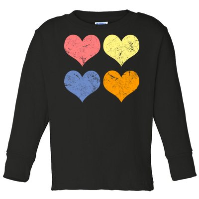 Vintage Valentine Day Hearts Toddler Long Sleeve Shirt