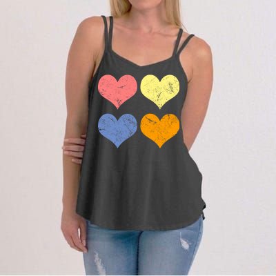 Vintage Valentine Day Hearts Women's Strappy Tank