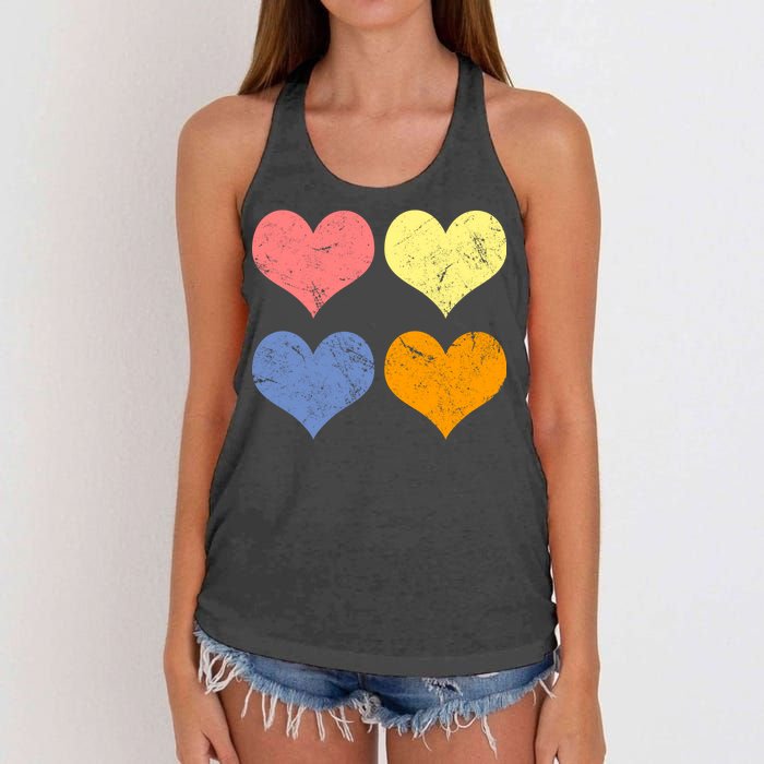 Vintage Valentine Day Hearts Women's Knotted Racerback Tank