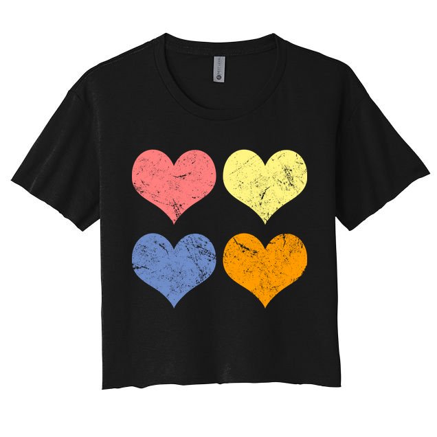 Vintage Valentine Day Hearts Crop Top