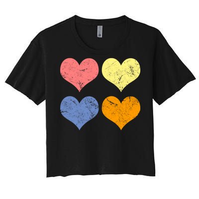 Vintage Valentine Day Hearts Women's Crop Top Tee