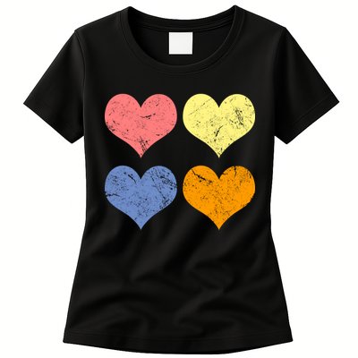 Vintage Valentine Day Hearts Womens T-Shirt