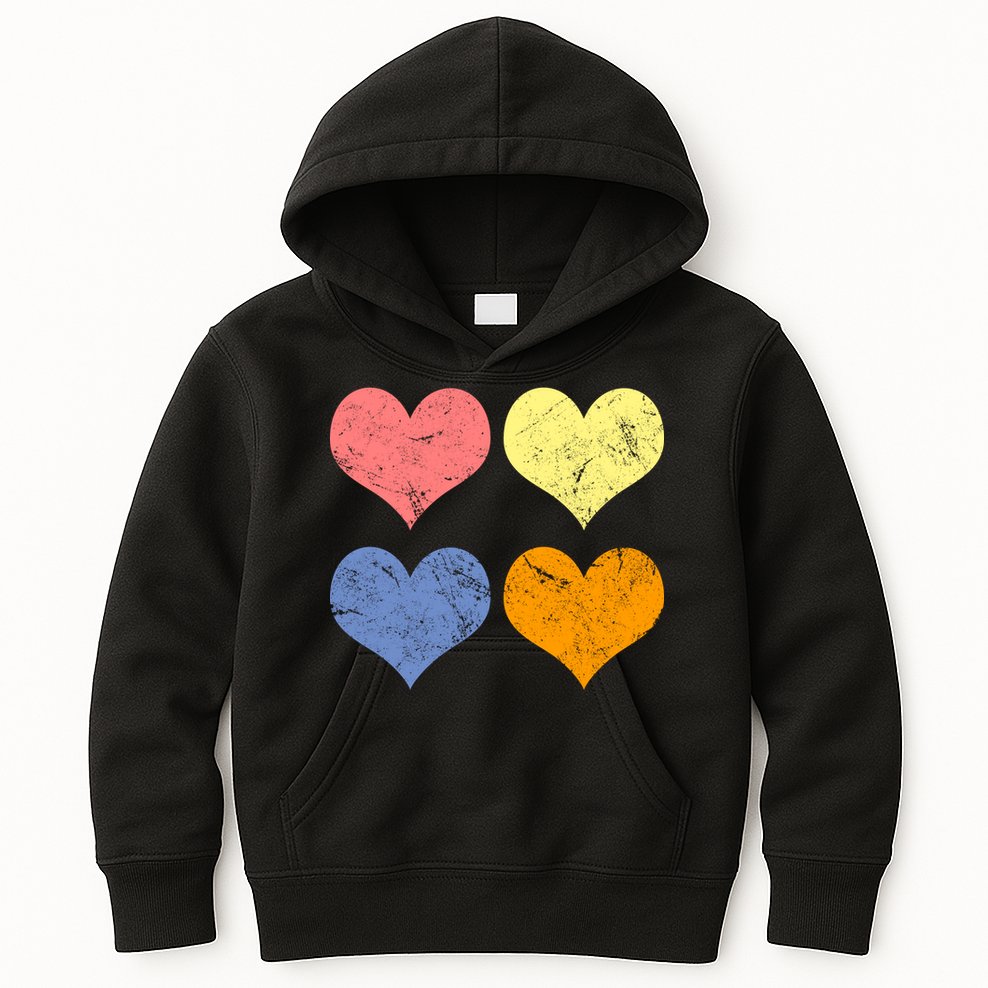 Vintage Valentine Day Hearts Kids Hoodie