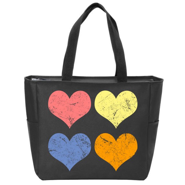 Vintage Valentine Day Hearts Zip Tote Bag