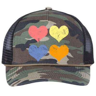 Vintage Valentine Day Hearts Retro Rope Trucker Hat Cap