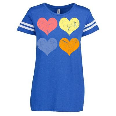 Vintage Valentine Day Hearts Enza Ladies Jersey Football T-Shirt