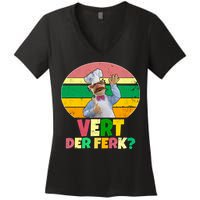 Vintage Vert Der Ferk Retro Swedish Chef Women's V-Neck T-Shirt