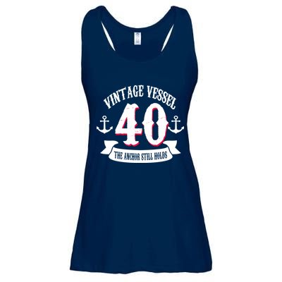 Vintage Vessel 40th Birthday The Anchor Still Holds Ladies Essential Flowy Tank