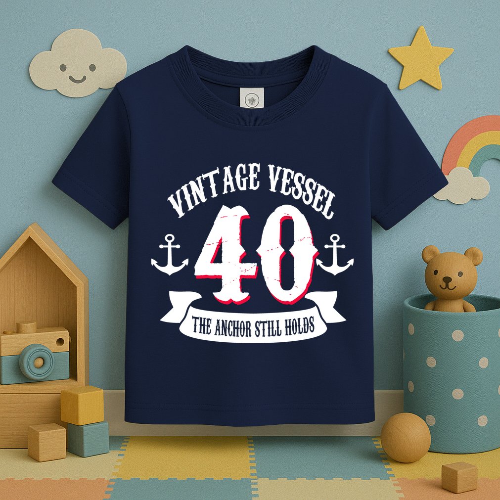Vintage Vessel 40th Birthday The Anchor Still Holds Toddler T-Shirt