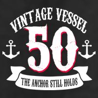 Vintage Vessel 50th Birthday The Anchor Still Holds 7 Panel Mesh Trucker Snapback Hat
