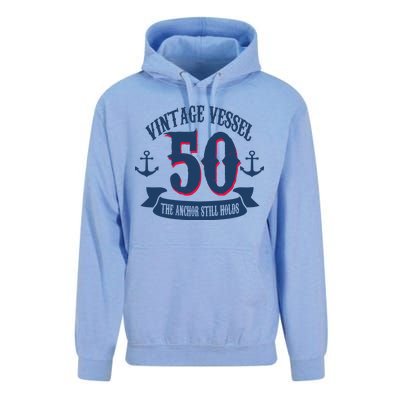 Vintage Vessel 50th Birthday The Anchor Still Holds Unisex Surf Hoodie