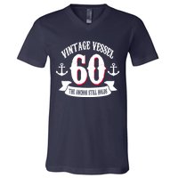 Vintage Vessel 60th Birthday The Anchor Still Holds V-Neck T-Shirt