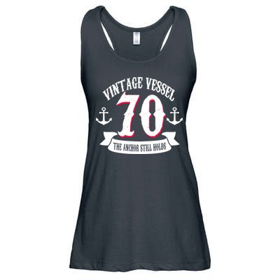 Vintage Vessel 70th Birthday The Anchor Still Holds Ladies Essential Flowy Tank