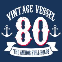 Vintage Vessel 80th Birthday The Anchor Still Holds 7 Panel Mesh Trucker Snapback Hat
