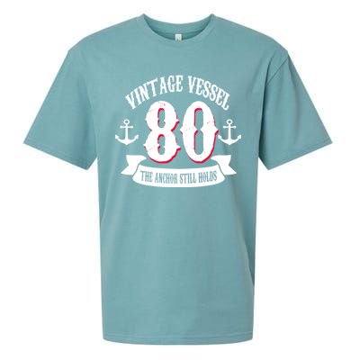 Vintage Vessel 80th Birthday The Anchor Still Holds Sueded Cloud Jersey T-Shirt