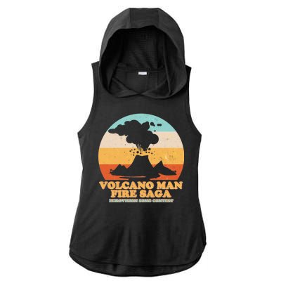 Vintage Volcano Man Fire Saga Eurovision Song Contest Ladies PosiCharge Tri-Blend Wicking Draft Hoodie Tank