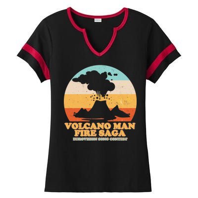 Vintage Volcano Man Fire Saga Eurovision Song Contest Ladies Halftime Notch Neck Tee