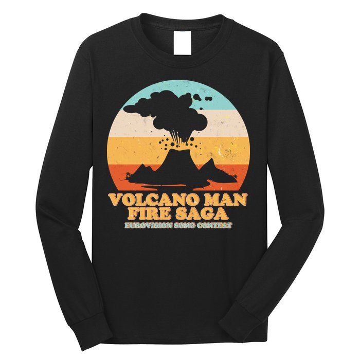 Vintage Volcano Man Fire Saga Eurovision Song Contest Long Sleeve Shirt