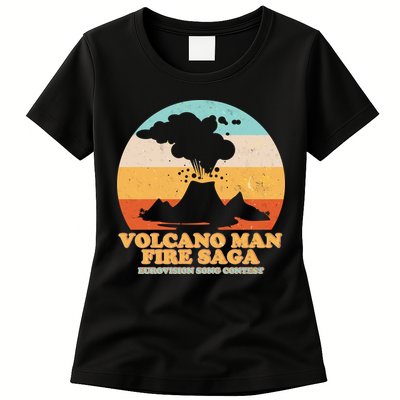 Vintage Volcano Man Fire Saga Eurovision Song Contest Womens T-Shirt