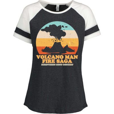 Vintage Volcano Man Fire Saga Eurovision Song Contest Enza Ladies Jersey Colorblock Tee