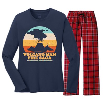 Vintage Volcano Man Fire Saga Eurovision Song Contest Women's Long Sleeve Flannel Pajama Set 