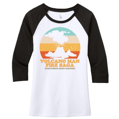 Vintage Volcano Man Fire Saga Eurovision Song Contest Women's Tri-Blend 3/4-Sleeve Raglan Shirt