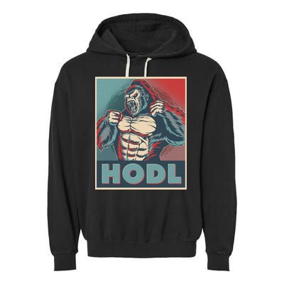 Vintage Vote HODL Crypto Currency Gorilla Ape Garment-Dyed Fleece Hoodie