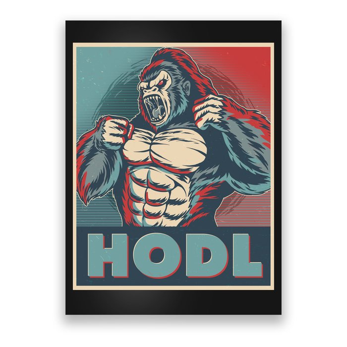 Vintage Vote HODL Crypto Currency Gorilla Ape Poster