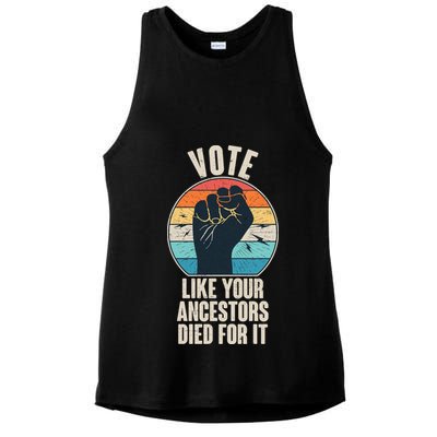 Vintage Vote Like Your Ancestors Died For It Protest Fist Ladies PosiCharge Tri-Blend Wicking Tank