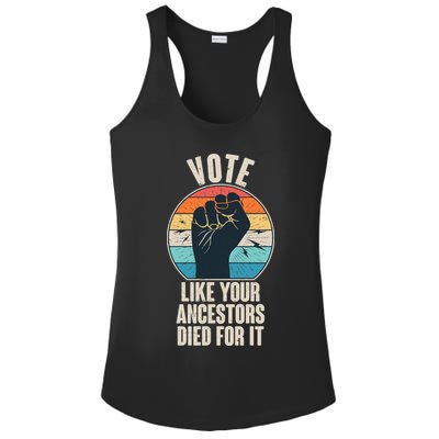 Vintage Vote Like Your Ancestors Died For It Protest Fist Ladies PosiCharge Competitor Racerback Tank
