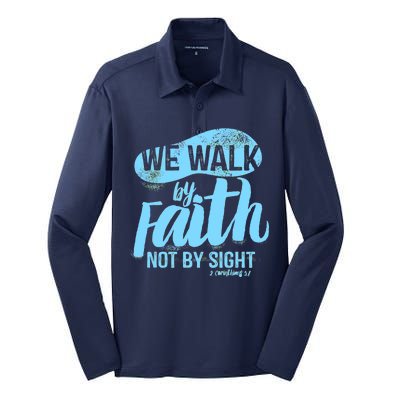 Vintage Walk By Faith Not By Sight Silk Touch Performance Long Sleeve Polo