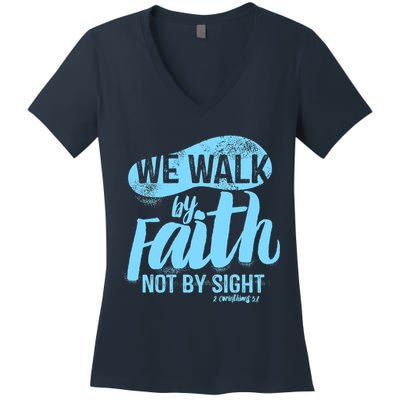 Vintage Walk By Faith Not By Sight Women's V-Neck T-Shirt