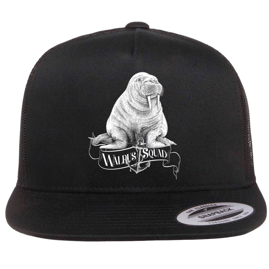 Vintage Walrus Squad Flat Bill Trucker Hat