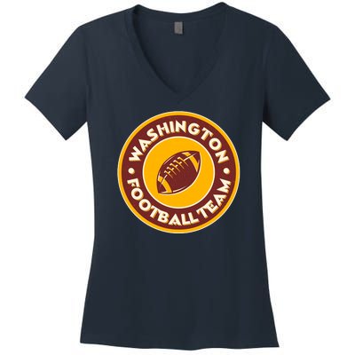 Vintage Washington Football Team Logo Emblem Women's V-Neck T-Shirt