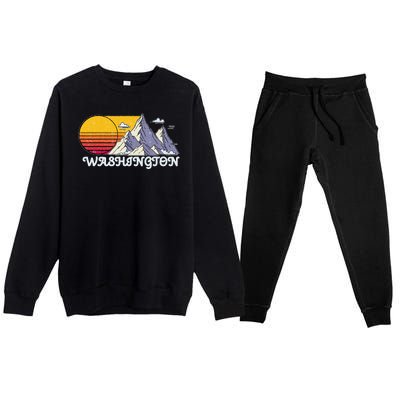 Vintage Washington State Retro Premium Crewneck Sweatsuit Set