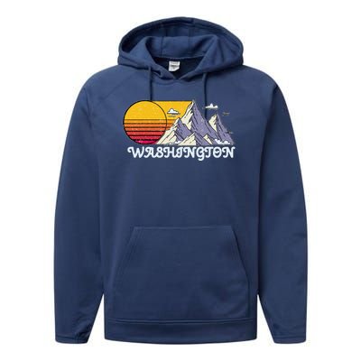 Vintage Washington State Retro Performance Fleece Hoodie