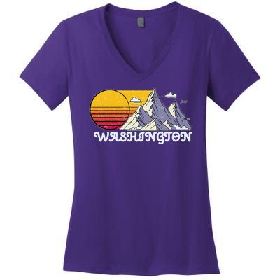 Vintage Washington State Retro Women's V-Neck T-Shirt