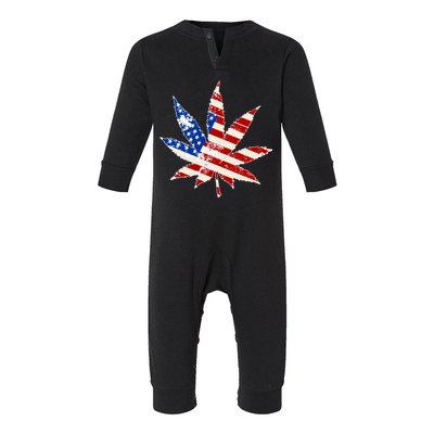 Vintage Weed American Flag 420 Infant Fleece One Piece